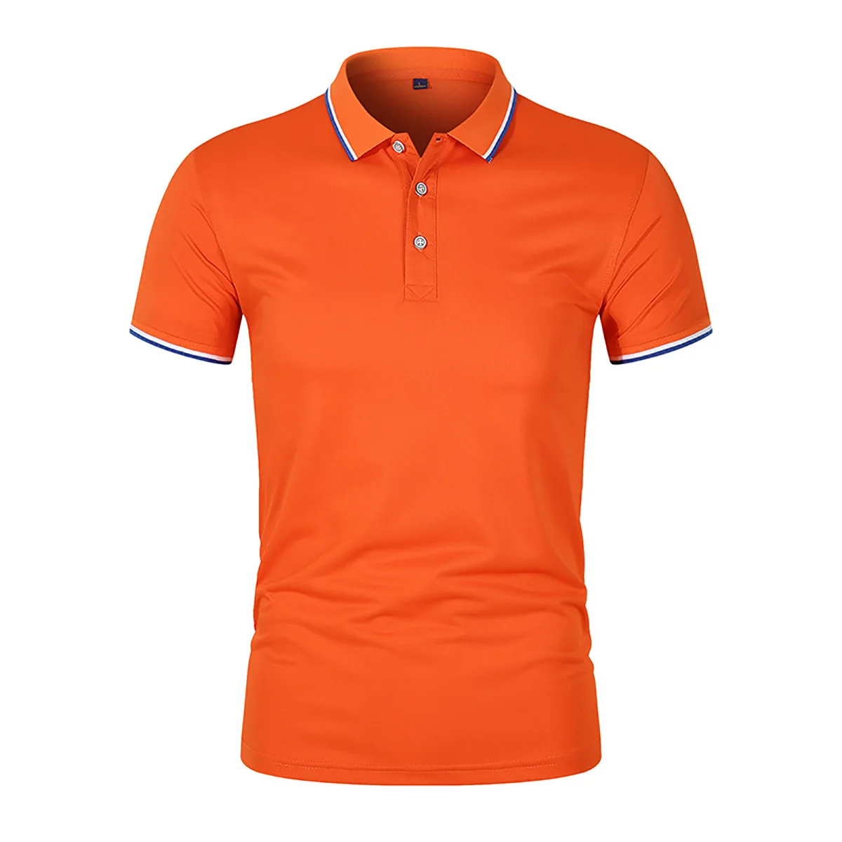 Men's Polo Short Sleeved T-Shirts Spring Summer Solid Color Lapel Clothing Blue Orange and Other Colors to Choose
