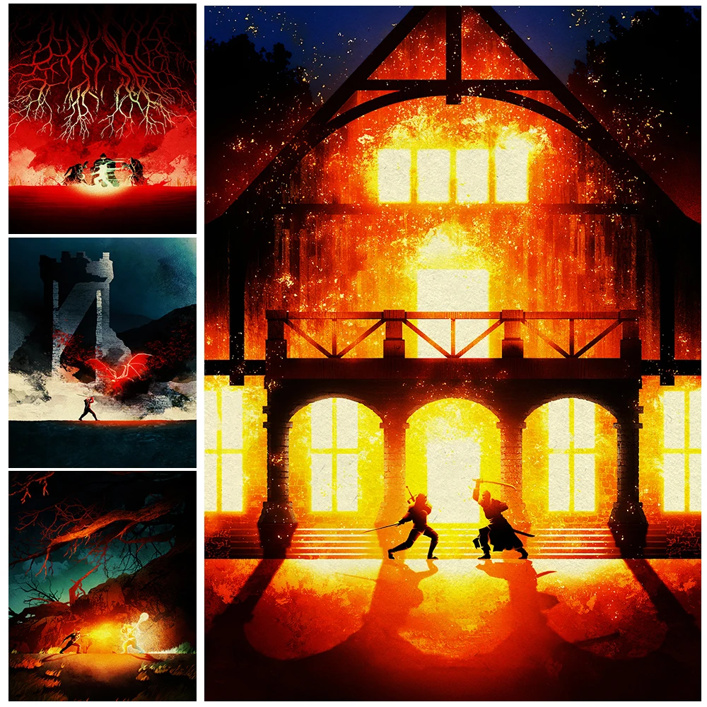 

The Witch Hunter Duel, Vintage Wall Art, Canvas Painting, Crones And Wizard Artwork, Poster And Print, Home Decoration Unframed