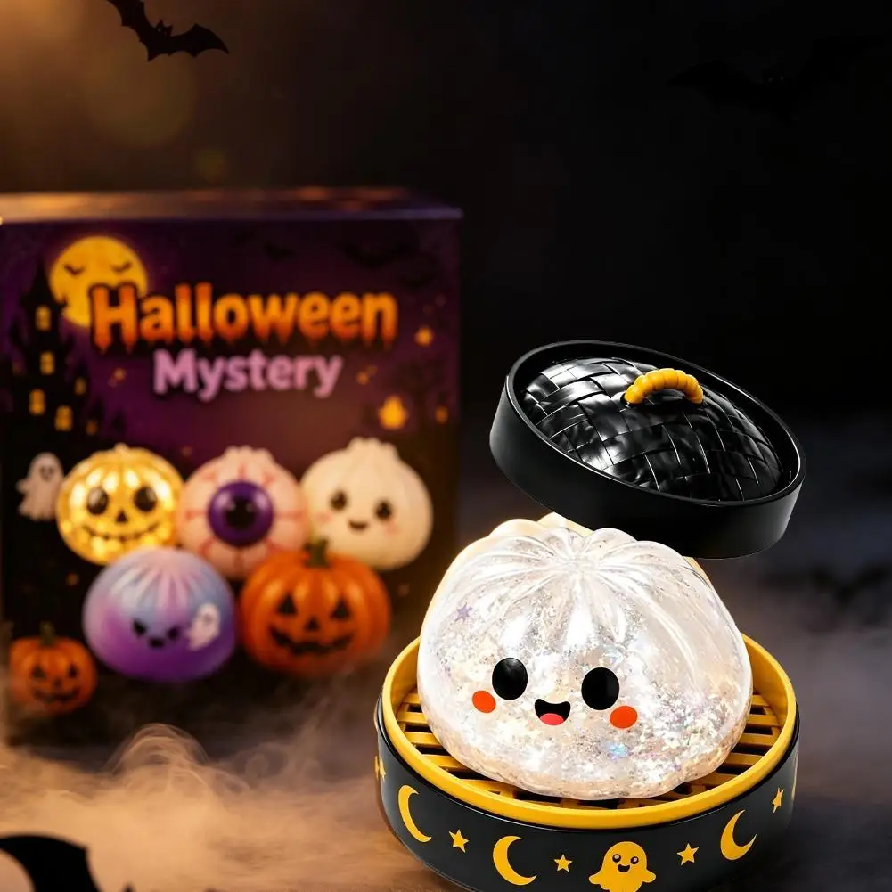 Super Soft Pinch Decompression Toy Halloween Buns Dumplings Design Funny Toys Ghost Pumpkin Maltose Creative Steamer Basket Toys