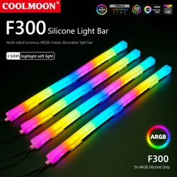 COOLMOON F300 5V obudowa ze stopu aluminium ARGB obudowa PC płyta główna taśma oświetleniowa LED 3PINx2 + 4PIN pulpit lampa do komputera taśmy