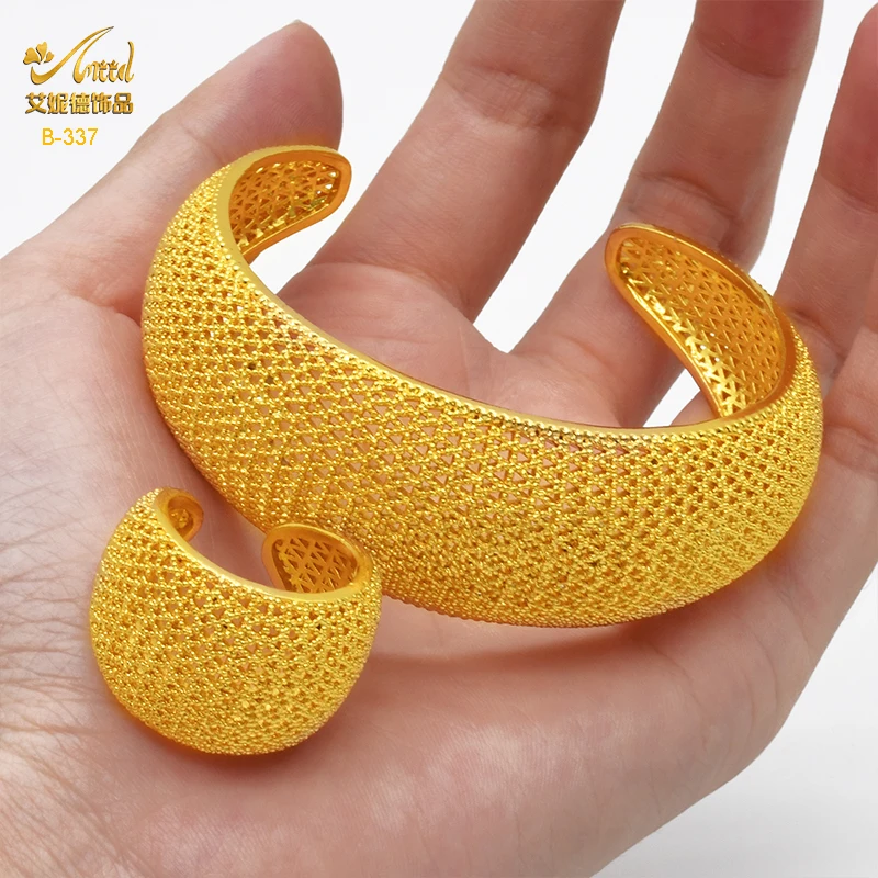 ANIID Dubai Gold Color Woman Bracelet With Ring Luxury Wedding Designer African Cuff Ethiopian Jewelry Indian Bangles Gifts