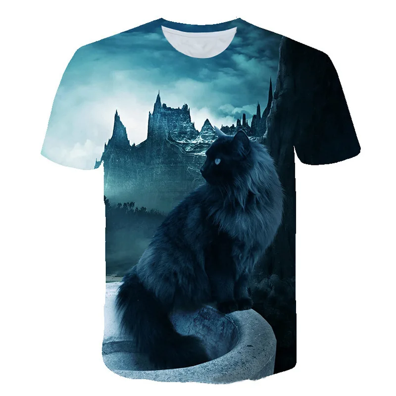 

Pet Cats Dogs and Wolves Lion 3D Print Summer Tees Streetwear Crew Neck Short Sleeve Casual Oversized Men Women T-shirt Clothes