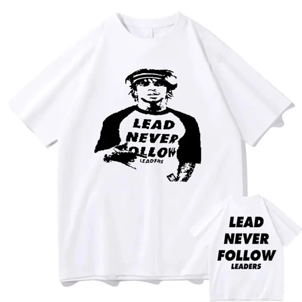 Rapper Chief Keef Lead Never Follow Leaders Double Sided Print T-shirt Male Vintage Tshirt Men Hip Hop Oversized T Shirts 82906