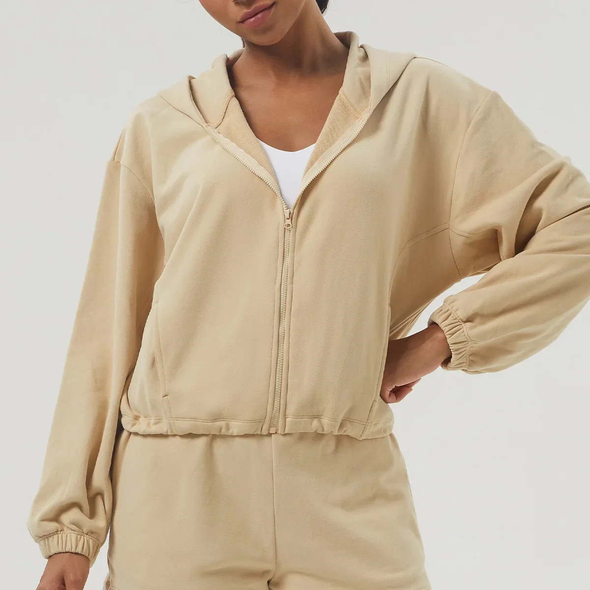 

Autumn Zipper Hood Sweatshirt Workout Jacket Women Sportswear Streetwear Female Casual Hoodies Sports Coat Women