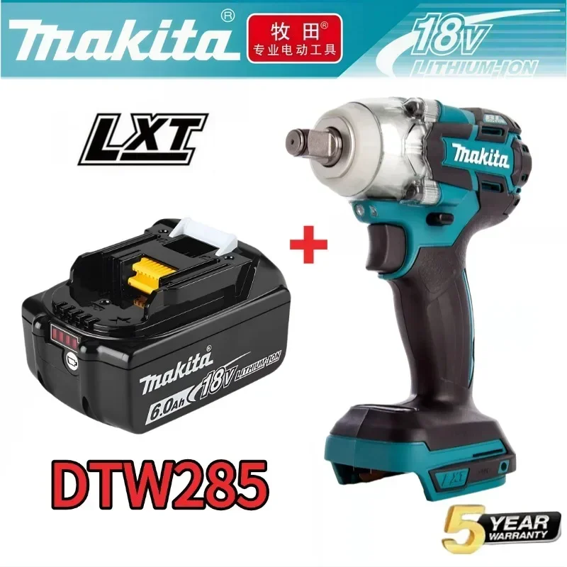 Original Makita DTW285 520N.M Bürstenloser Schlagschrauber, kabelloser elektrischer Schraubenschlüssel, wiederaufladbares Werkzeug mit hohem Drehmoment, Makita 18-V-Akku