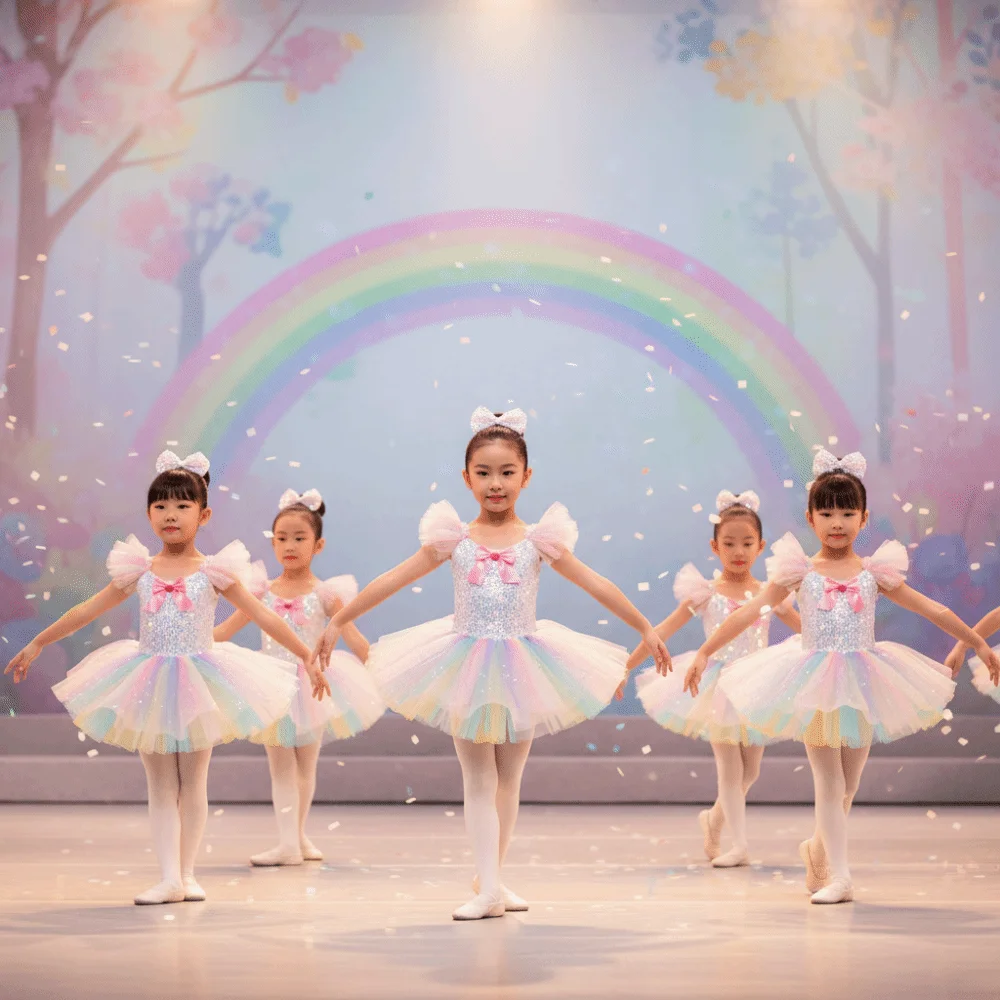 Bowknot Sequined Toddler Girls Ballet Dress Fluffy Skin Friendly Ballet Tutu Skirt Soft Princes Dress Swan Dance Costumes