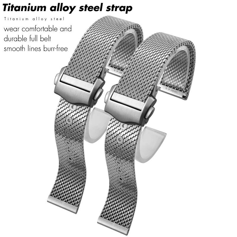 20mm High Quality Titanium Steel Braided Watchband Fit for Omega 007 Seamaster Jamesbond Watch Band Strap Deployment Buckle