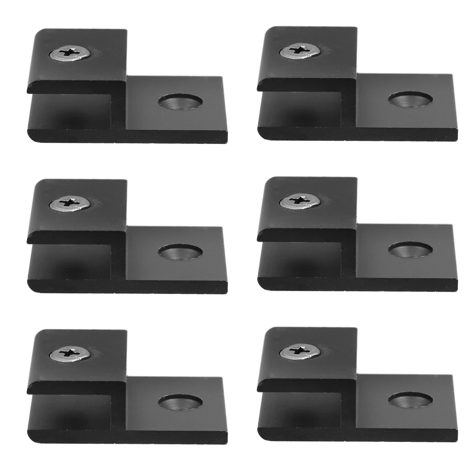 6pcs Glass Clamps Mirror Brackets Metal Mirror Clips Wall Mounting Black Aluminum Durable Stable Hold Hardware