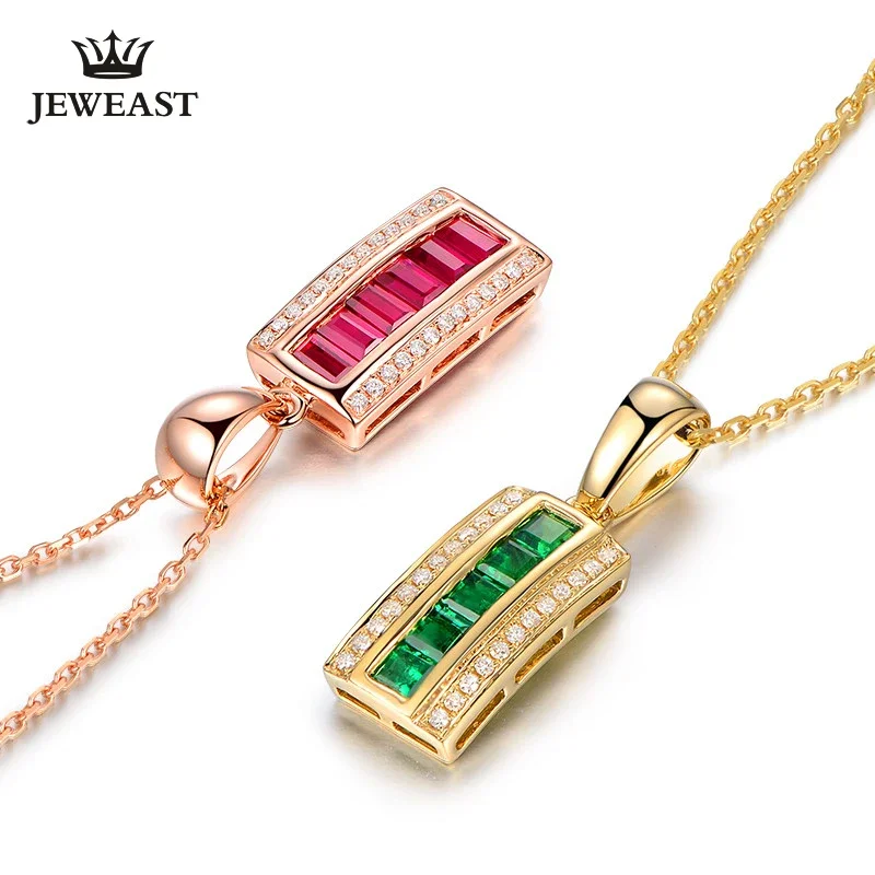 Natural Ruby/emerald 18K Pure Gold Pendant Real AU 750 Solid Gold  Upscale Trendy Classic Fine Jewelry Hot Sell New 2025