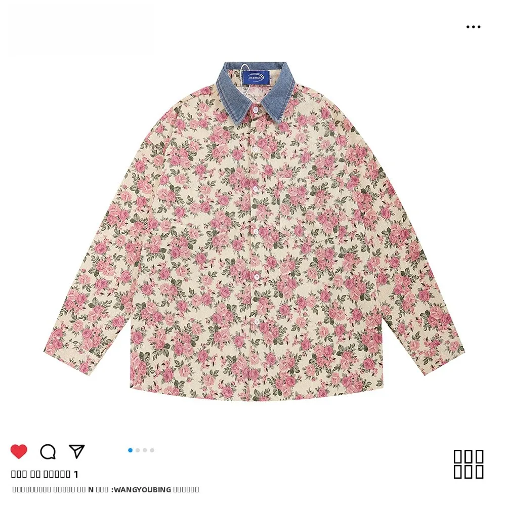 

Свободная рубашка с длинными рукавами в сладко-остром стиле, шикарная повседневная одежда для ранней осени, новинка 2023 года, мужская модная одежда стандартного кроя