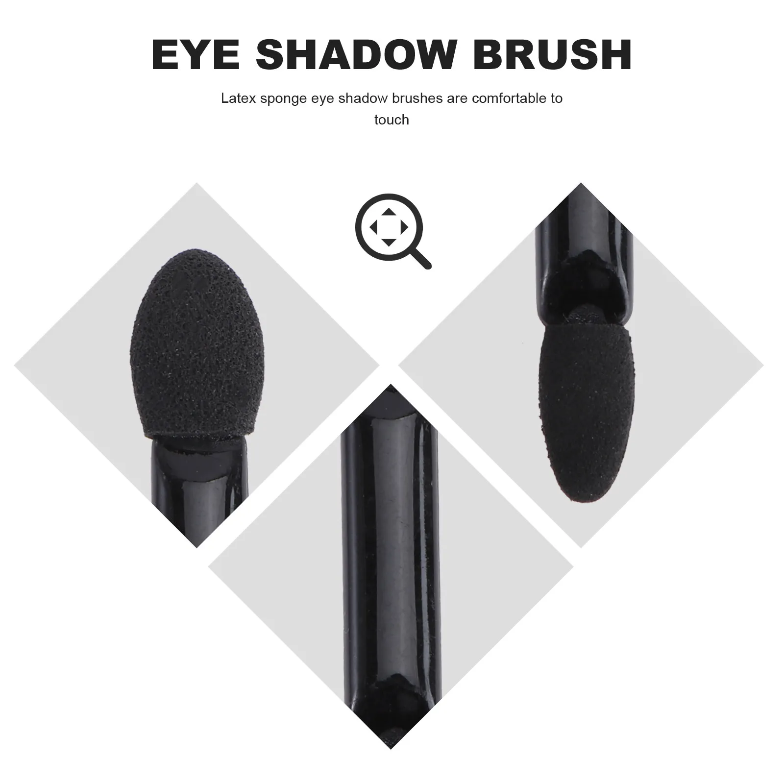 10Pcs Disposable Dual Sided Eye Shadow Sponge Applicator Black Handle Latex Oval Tips Ideal for Blending Contouring Travel