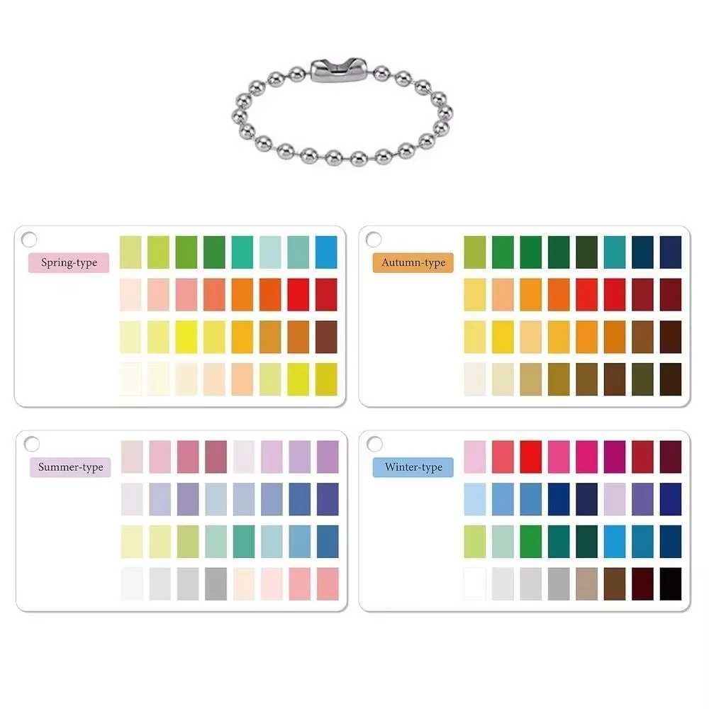 Acrylic Color Analysis Palette Cards 4-Season Color with Ball Chain Color Selection Cards Seasonal Color Swatch Set