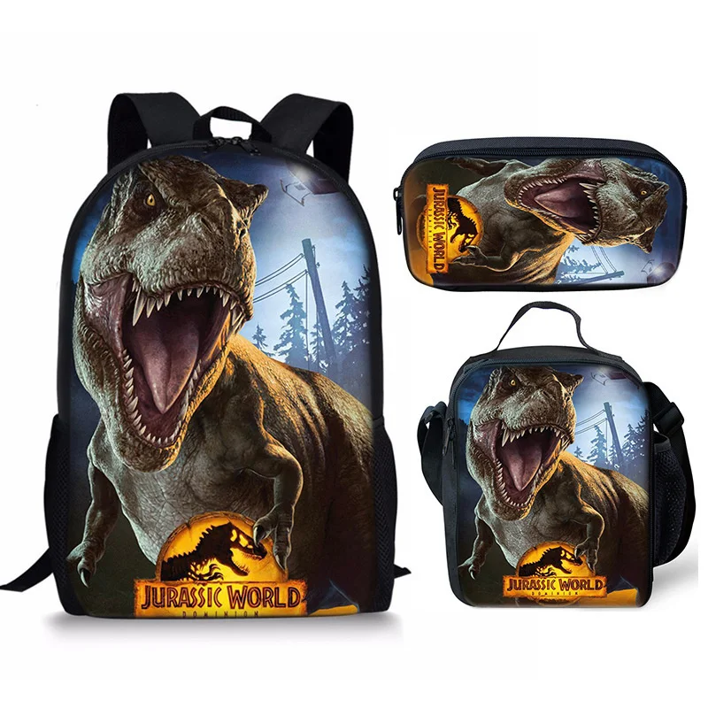 Mochila De Jurassics World 3 para niños, bolso de hombro con dibujos animados, estuche para lápices, bolso cruzado