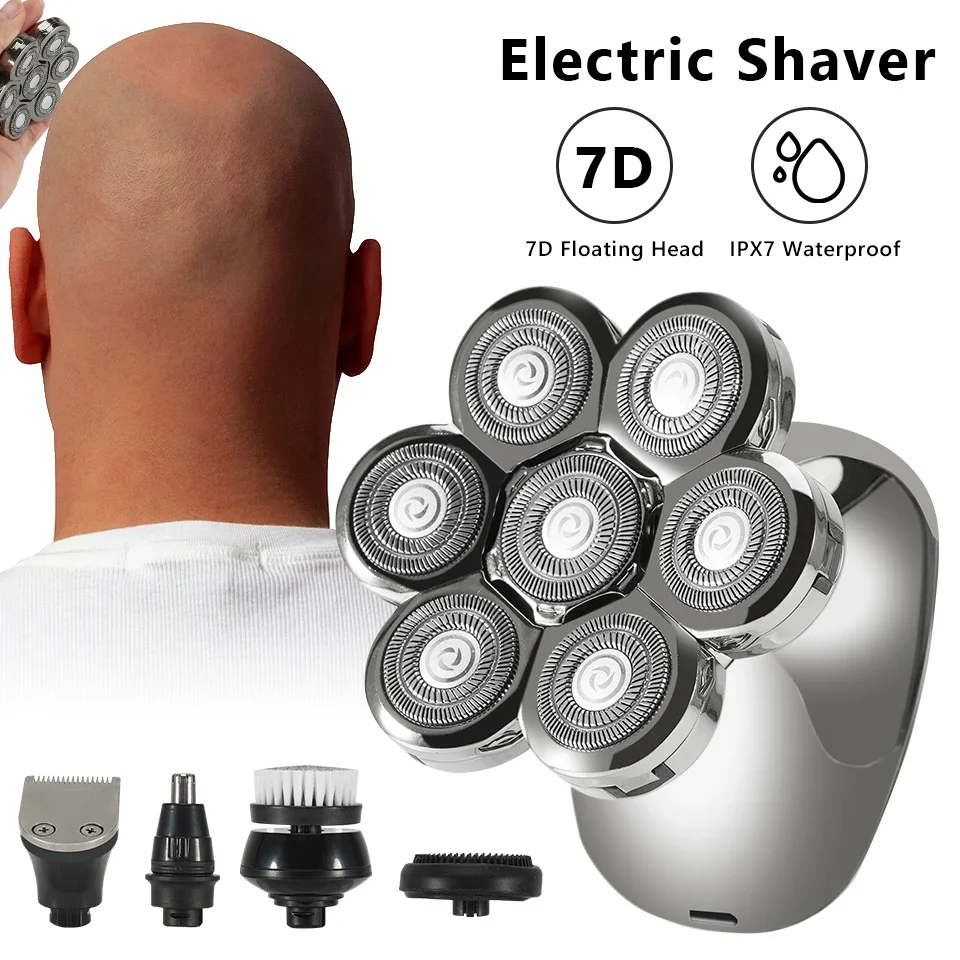 7D Electric Head Shaver for Bald Men High Quality Electric Men\'s Grooming Kit Cordless Waterproof LCD Head Shavers Rechargeable