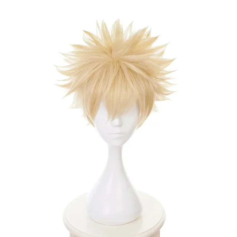 

Anime My Hero Academia Baku no Hero Bakugou Katsuki Bakugo Wigs Short Linen Blonde Heat Resistant Cosplay Costume Wig + Wig Cap