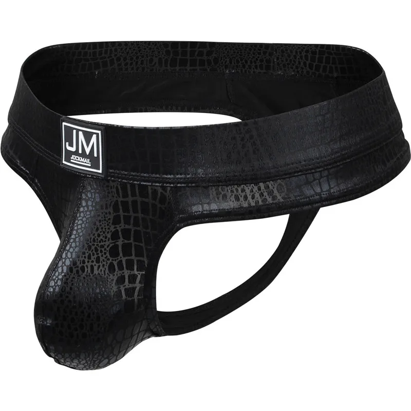 Faux Leather Jockstrap Men Sexy Gay Underwear Penis Pouch Sissy Thong Lingerie Men Bikini Beifs Panochas Cueca Tanga Slip Swim