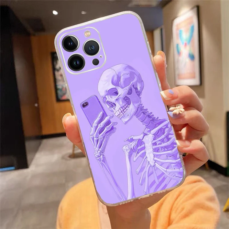 

Skeleton Art Phone Case Carcasa Funda For iPhone 17 Pro Max Air 17 16 15 14 13 Pro Max 15 16 Pro 15Plus