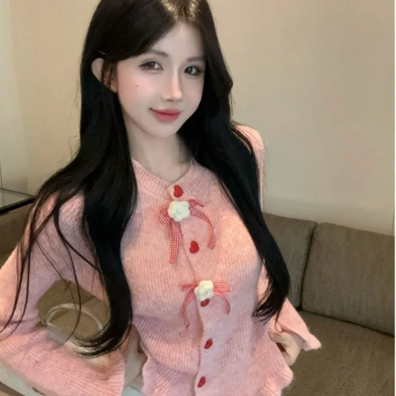 

Autumn and Winter Fashion New Style Women's Elegant Knitted Sweater Girl Sweet Wind Bow Ear Edge Wear Versatile Cashmere Top