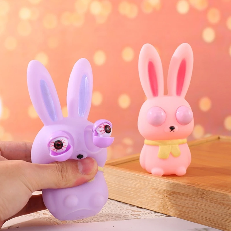 

Adults Kids Creative Stress Relief Toy 12cm Funny Popping Eyeball Rabbit Squeeze Fidgets Toys Sensory Prank Prop for Party Gifts