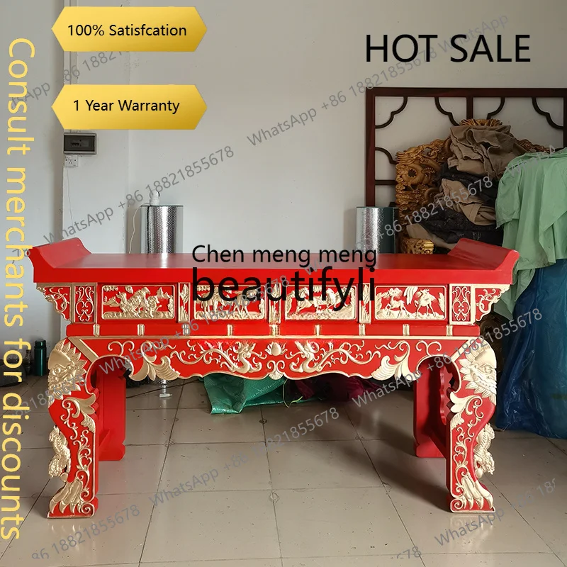 D5556 Fragrant camphor wood household table Buddha table for Taiwan Zhongtang incense case Buddha Hall incense table Temple Gong