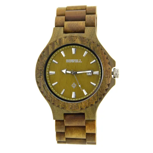 Imagen 2 del producto Reloj de pulsera analógico con calendario hecho a mano ligero con movimiento de cuarzo de madera para hombre