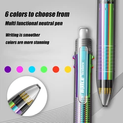 6 In1 Creative Multicolor Ballpoint Pen 0.7mm 6 Colors Ink Shool Office Painting Writing Kawaii Stationery Birthday Present