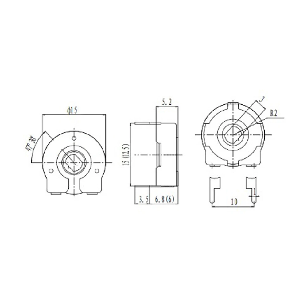 

5PCS Potentiometer PT15 1K 2K 5K 10K 20K 50K 100K 500K 1M Elliptical Hole Horizontal Adjustable Resistor Switch 3Pin