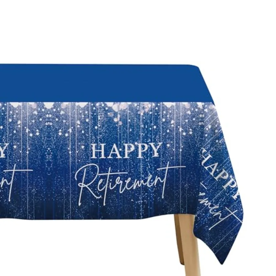 Blue Retirement Party Tablecloth Decorations Disposable Happy Retirement Party Supplies for Men Women Tablecover Retirement Tab