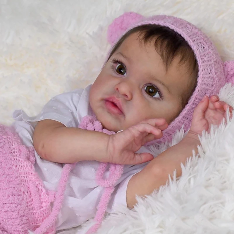 

20-дюймовая кукла Chantal Dark Skin, волосы ручной работы, мягкое хлопковое тело, кукла реборн для новорожденных, реалистичная приятная кукла, кукла ручной работы высокого качества