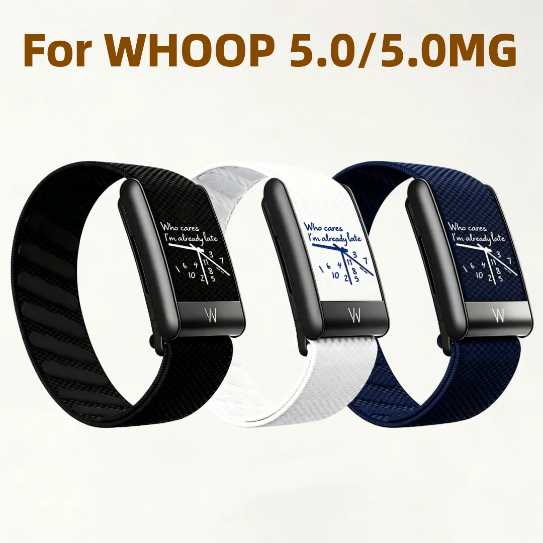 Clock Pattern Printed Magnetic Loop Nylon Strap With Frame Replacement Kit For Whoop 5.0 MG Breathable Fitness Wristband