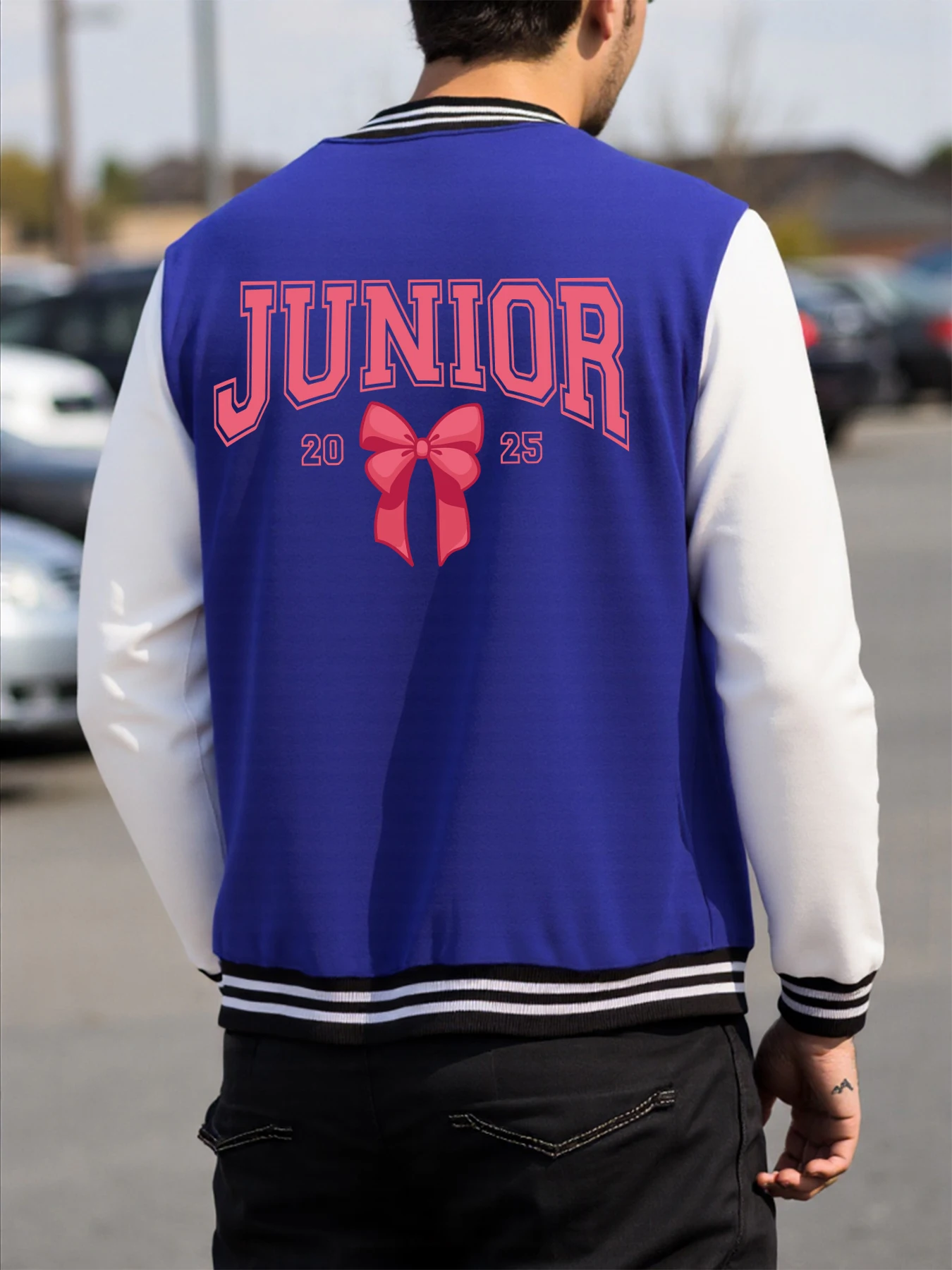 

Дизайнерские куртки с розовым бантом 2025, мужские модные американские флисовые бейсбольные майки с длинными рукавами, осенняя свободная спортивная одежда унисекс