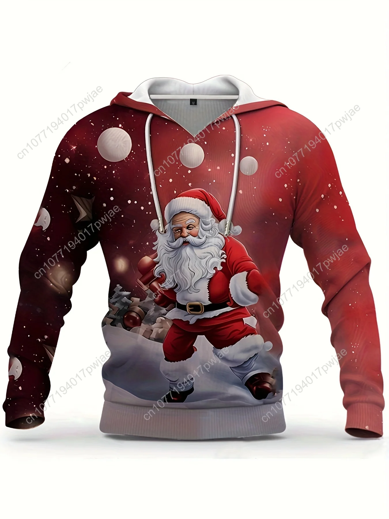 Divertente felpa con cappuccio con stampa natalizia di Babbo Natale, felpe con cappuccio cool da uomo, felpa con cappuccio pullover dal design grafico casual da uomo streetwear per