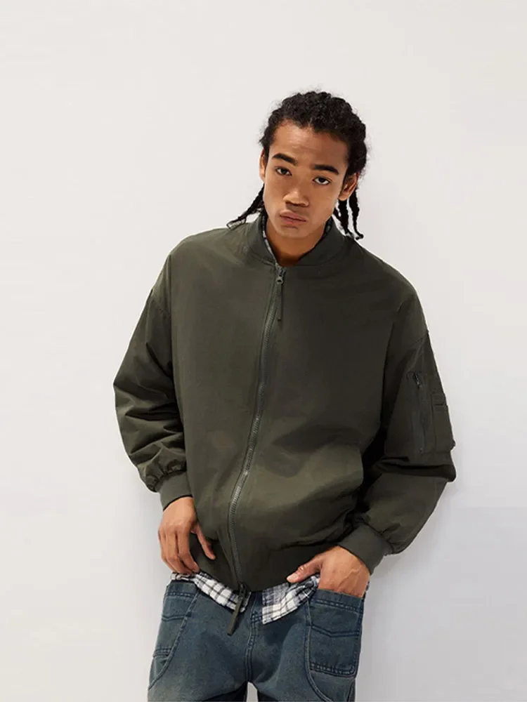 

Мужская бейсбольная куртка American Street, однотонная Свободная куртка на молнии с надписью и вышивкой, верхняя одежда оверсайз с длинным рукавом, осень