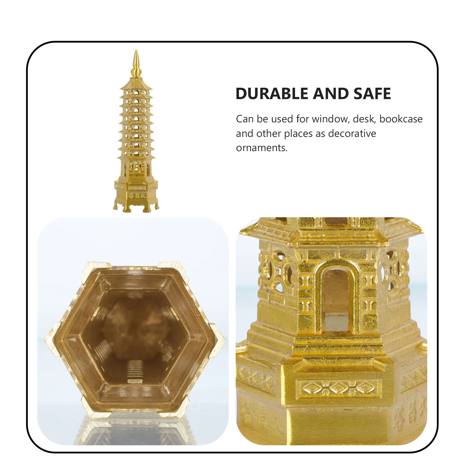 

Copper Chang Tower Statue Ornament For Home Garden Decor Desktop Landscape Sculpture Room Tower Adornment