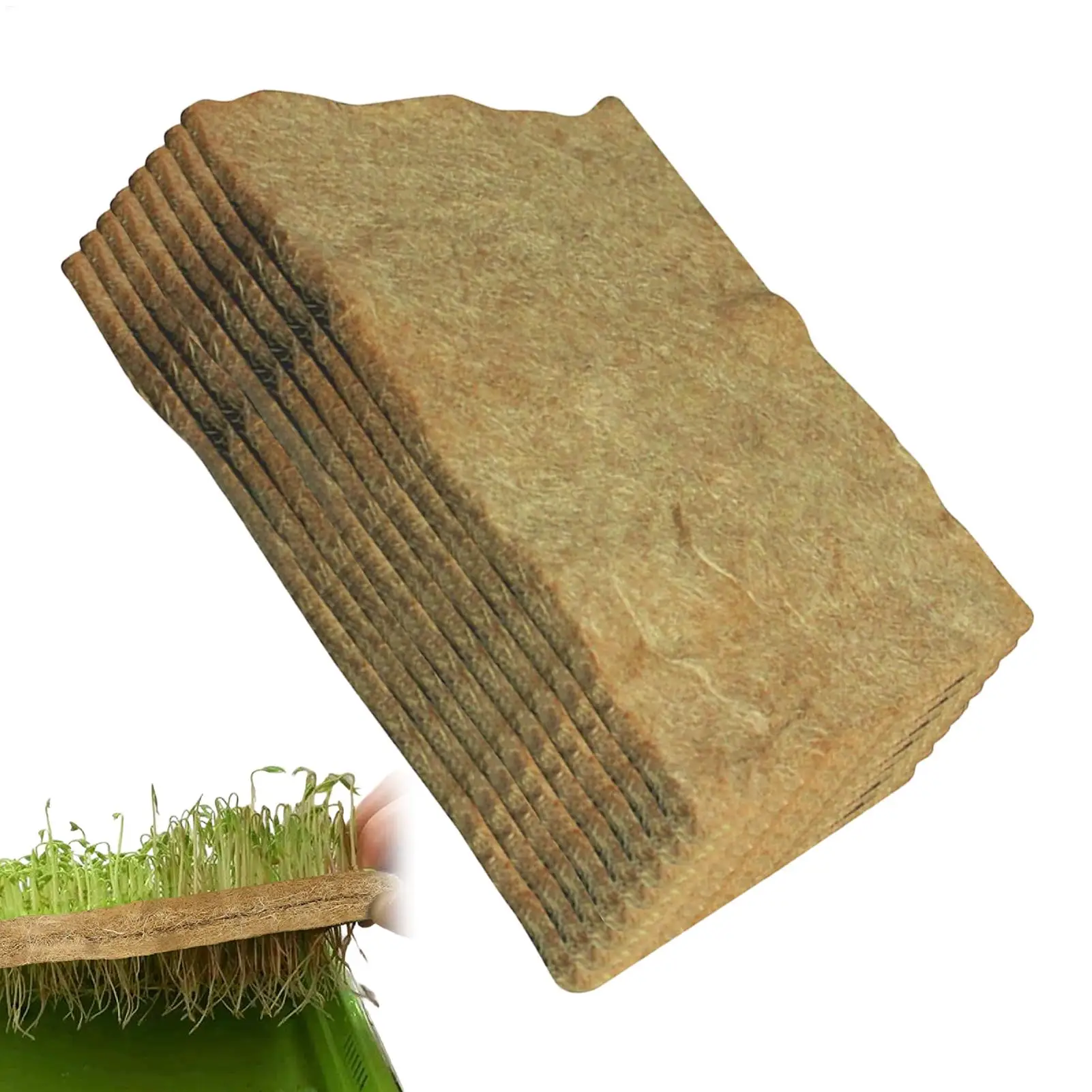 Grow Mats for Seedlings 8 Pieces Jute Vegetable Growing Pads 10x20 Inch Organic Germination Mat for Beginner Indoor Home Garden