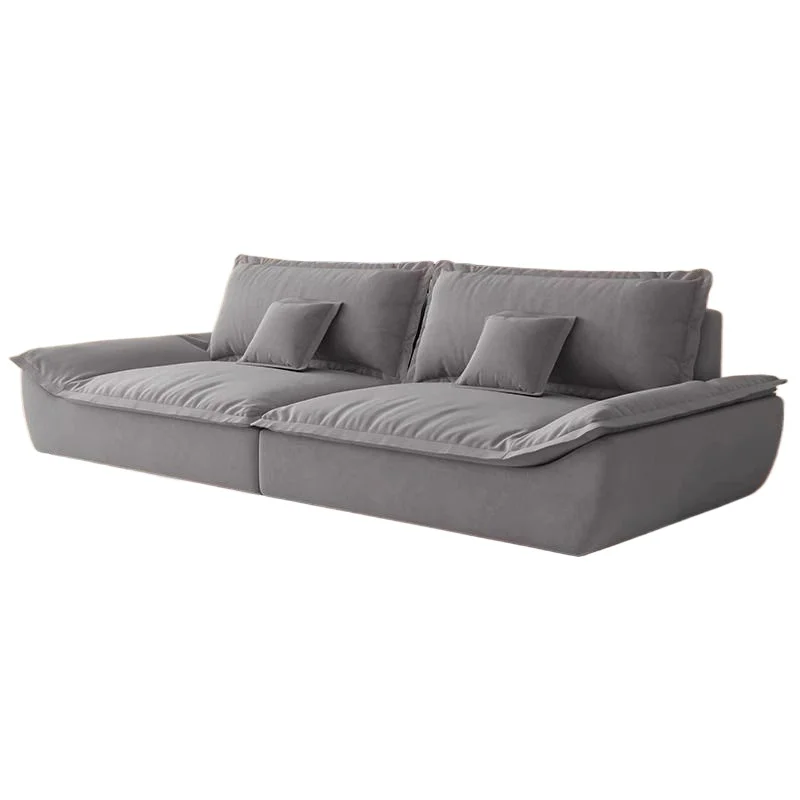 Dust cream sail boat straight row fabric sofa, small apartment rental chenille sofa