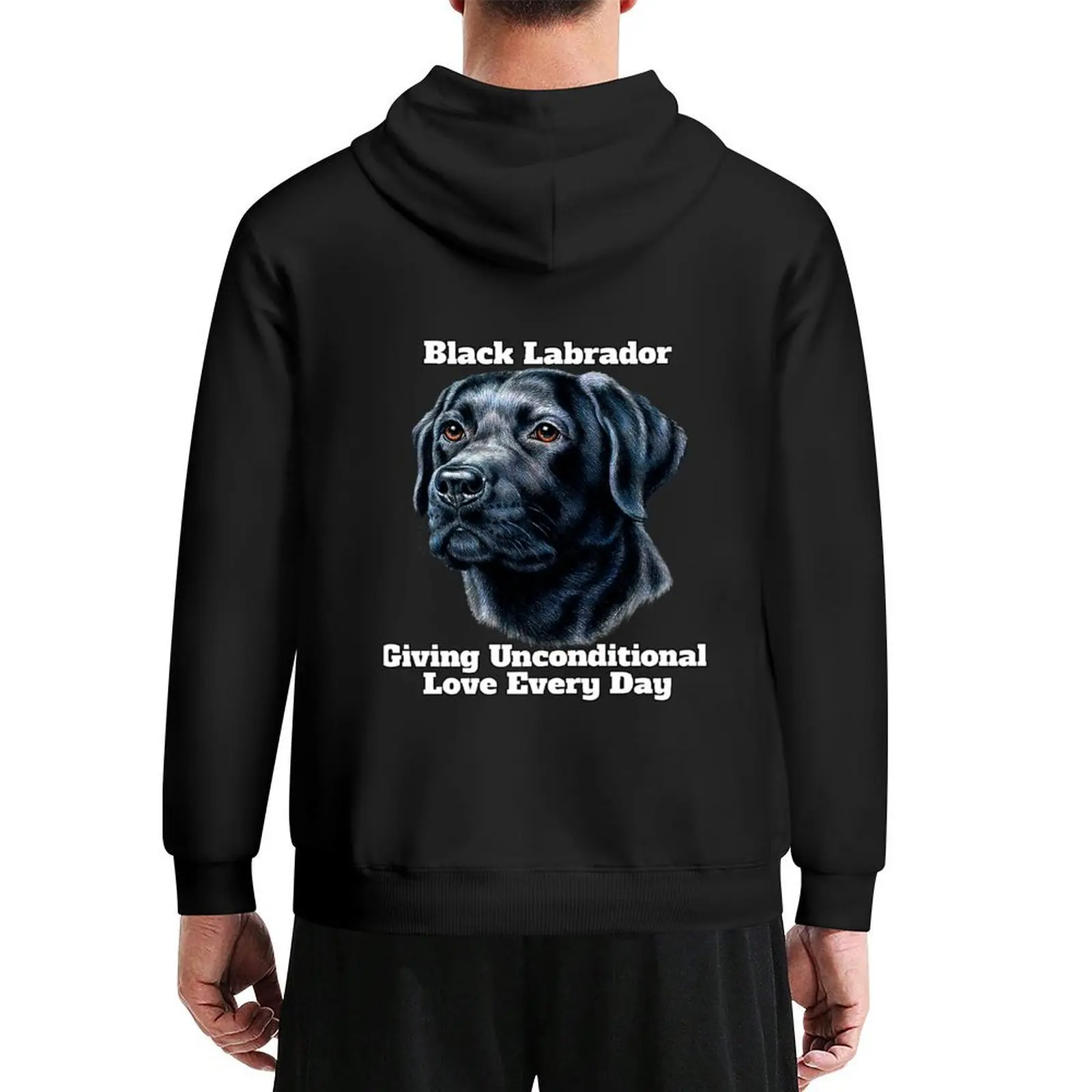 Black Labrador Unconditional Love Cute Black Labrador Hoodie autumn men's winter sweater graphic hoodies
