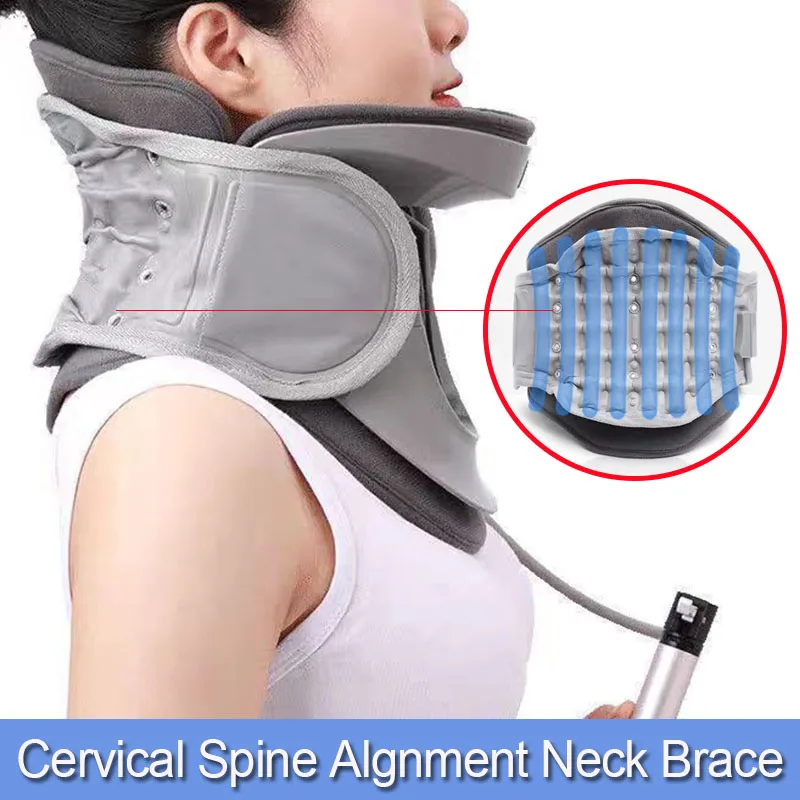 

Adjustable Cervical Neck Traction Device-Cervical Spine Fixation Belt Supports- for Improved Spine Alignment Neck Pain Relief