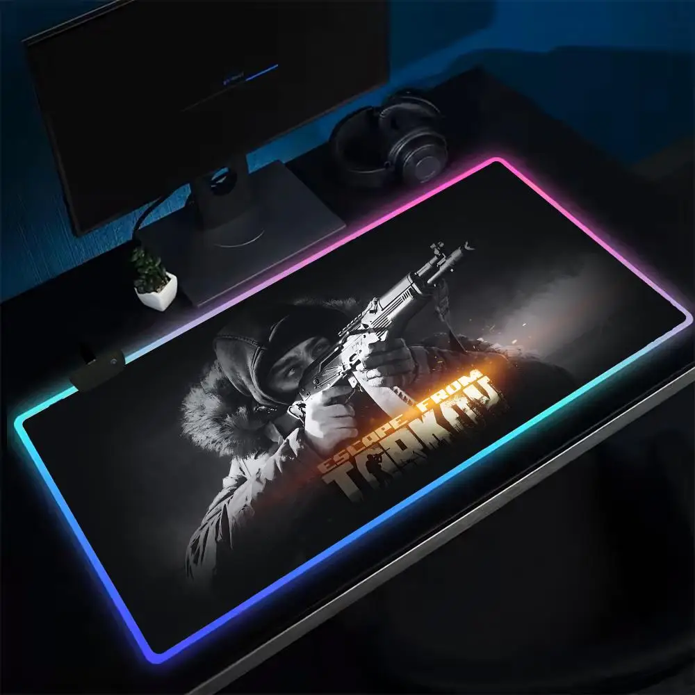 Gamer Escape from Tarkov Mouse Pad Anime Gaming Mouse Pad LED Table Pads Backlit Rubber Desktop XXL Mousepad RGB Desk Mats