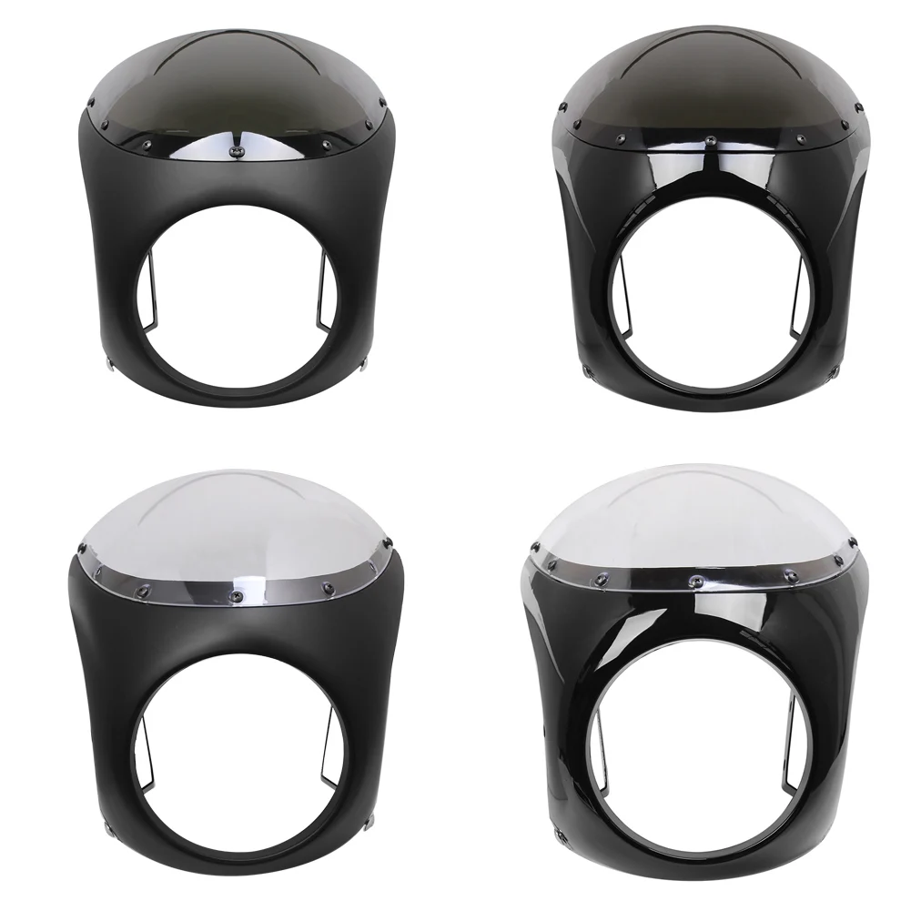 オートバイユニバーサルカフェレーサー 7 インチヘッドライトハンドルバーフェアリングフロントガラスキットハーレースポーツスターボバーツーリングホンダ