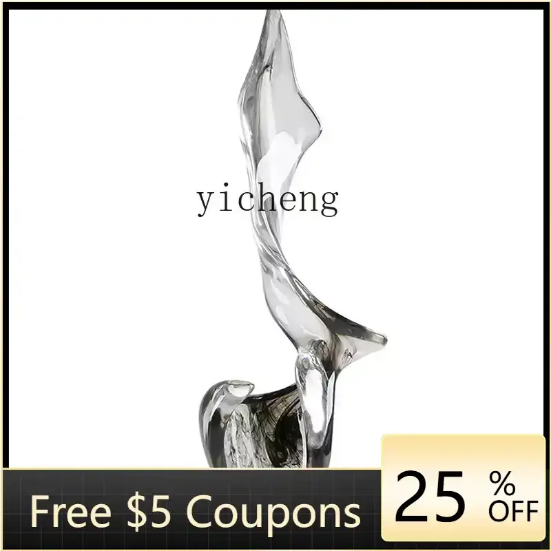 

FF living room TV cabinet next to the ornament light luxury high-end transparent resin sculpture model room entrance floor