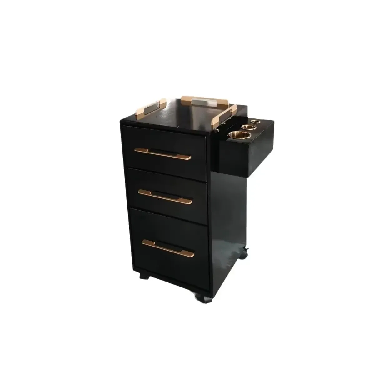 Wholesale Hair Salon Trolley Cart White Black Wood Barber Salon Trolley Cabinet for Trolley Beauty Salon With Drawers 3