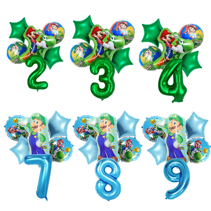

Super Marioese Number Balloons Set Birthday Balloon Suit Party Decoration Luigi Yoshi Ballon Ornament Accessories New Anime Toy