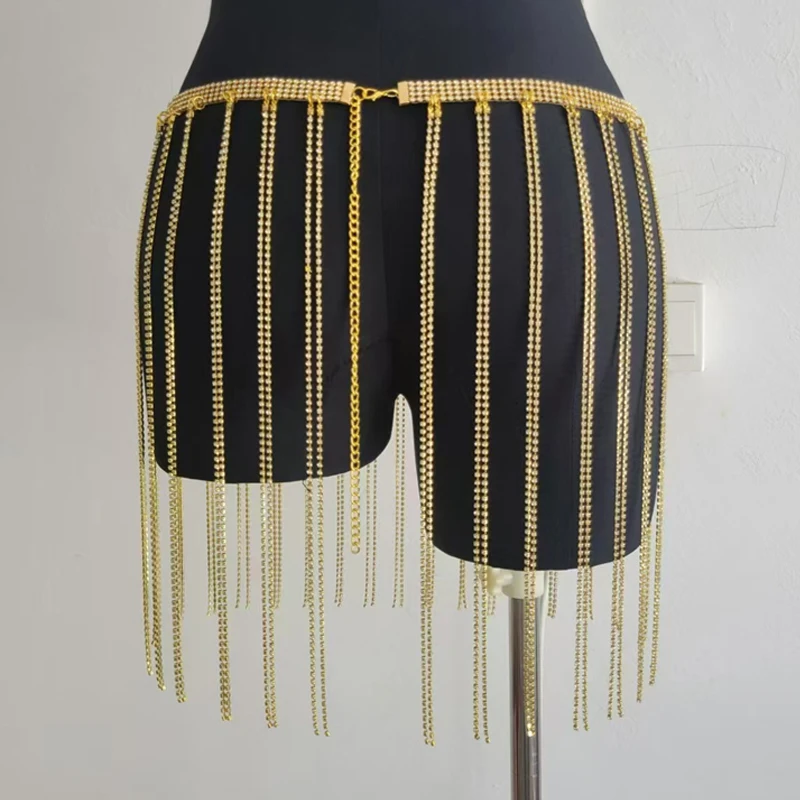 Halloween Frauen Röcke Quasten Unten Mini Glänzende Luxus Pailletten Rock Nachtclub Party Bikini Bademode Cover Up Körper Kette 2025 – Detail 10