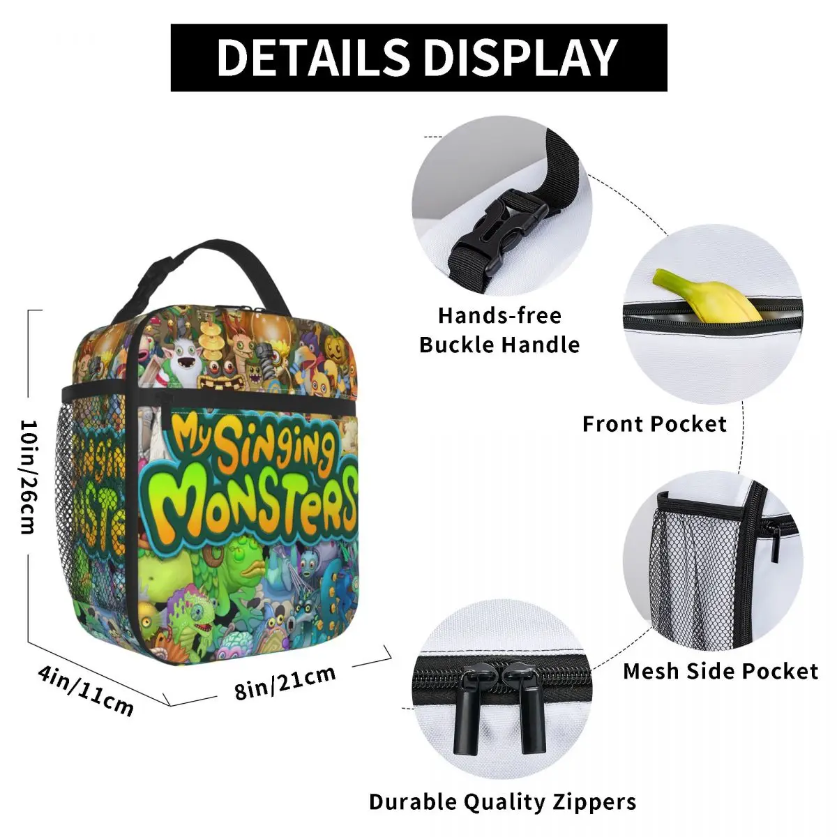 My Singing Monsters Insulated Lunch Bags for Women Video Game Portable Thermal Cooler Food Lunch Box Outdoor Camping Travel