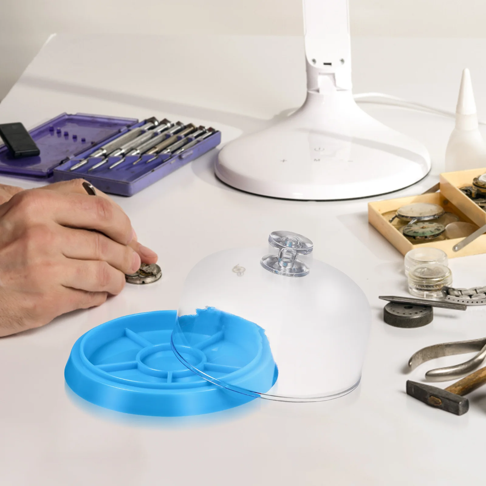Watch Parts Storage Tray Dome Shape Dust Cover Box for Movement Holder Watchmaker Tools Organizer Watch Movement Holder