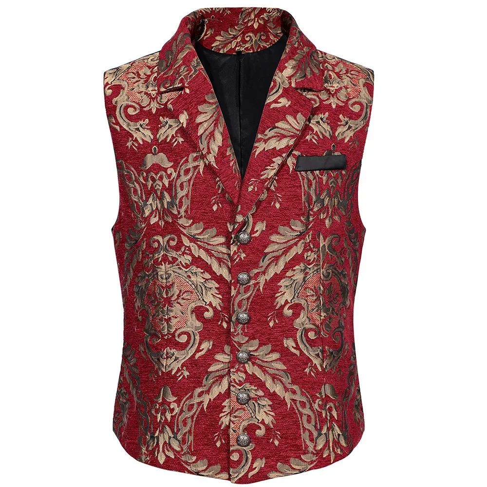 

New Mens Victorian Suit Vest Steampunk Gothic Jacquard Weave Medieval Waistcoat Cosplay Costume Renaissance