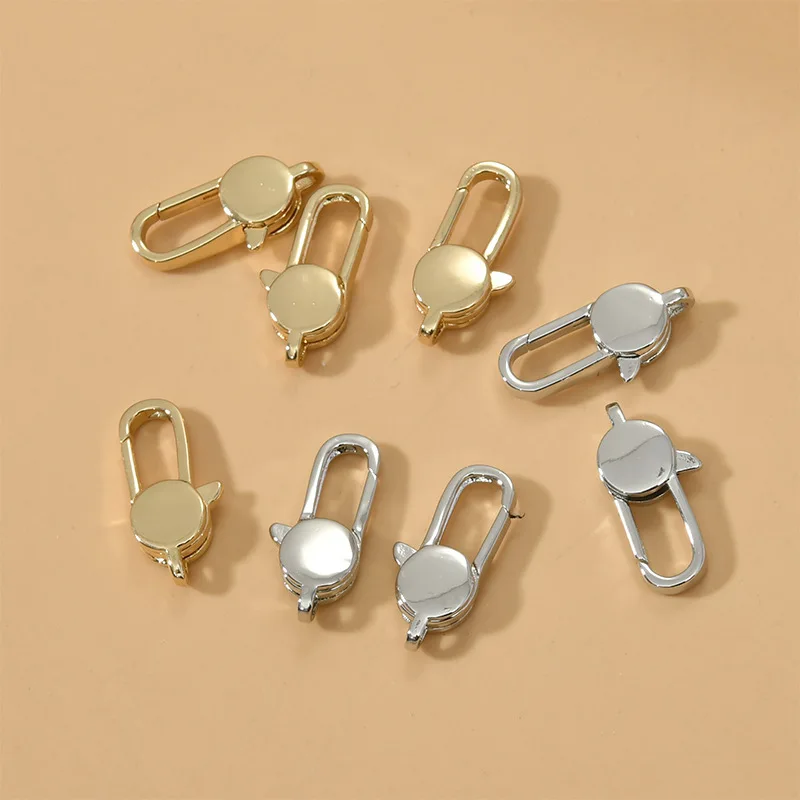 Copper-plated 14k Gold Color Oval Rectangular Spring Lobster Buckle Connecting Buckle DIY Bracelet Necklace Elastic Buckle