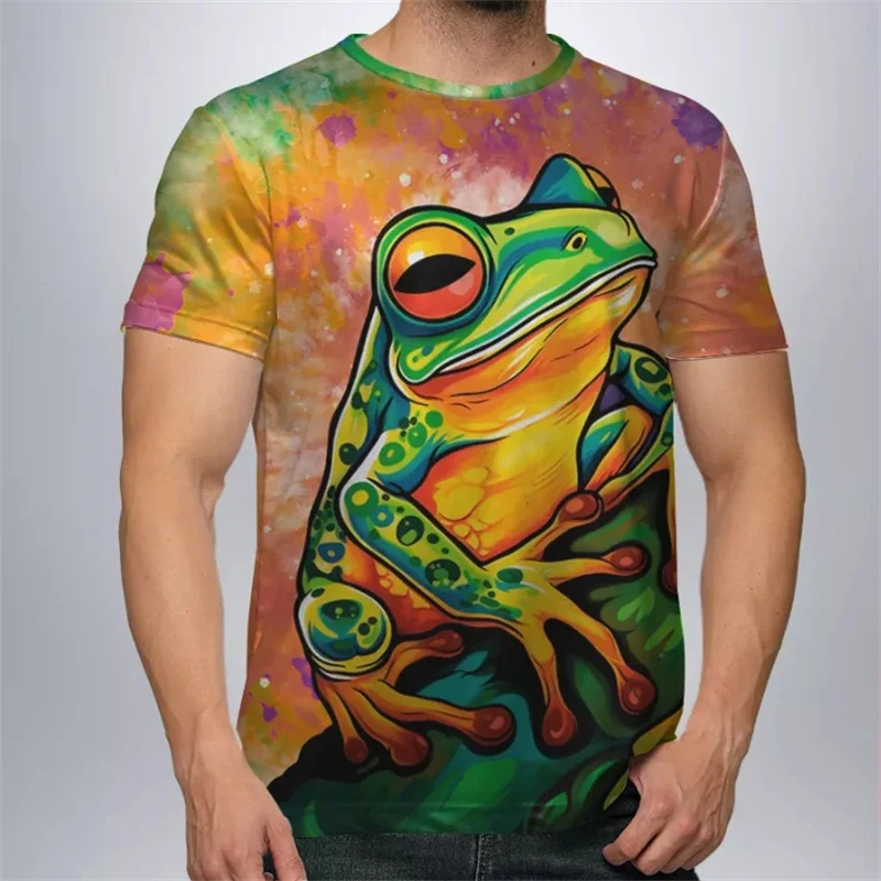 

Cartoon Tree Frogs Pattern T-shirts Summer Fashion Short Sleeve Funny Animals 3D Printed T Shirts Streetwear Casual Loose Tees