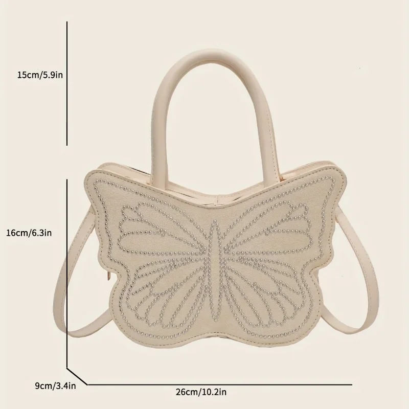 Y2K Butterfly Shaped Handbag, Shiny Rhinestone Decor Crossbodybag, Trendy Lolita JK Outfit Purse For Women